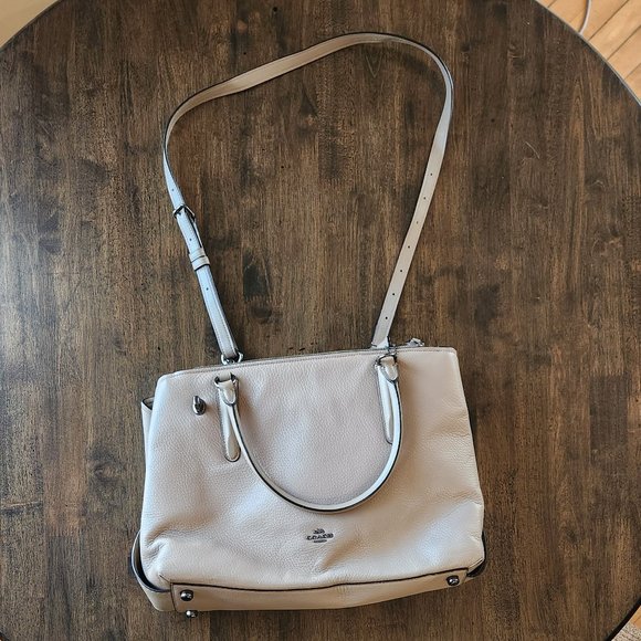 NEW Coach Brooklyn 34 Carryall Stone Pebbled Leather Large Convertible Satchel - Picture 3 of 16